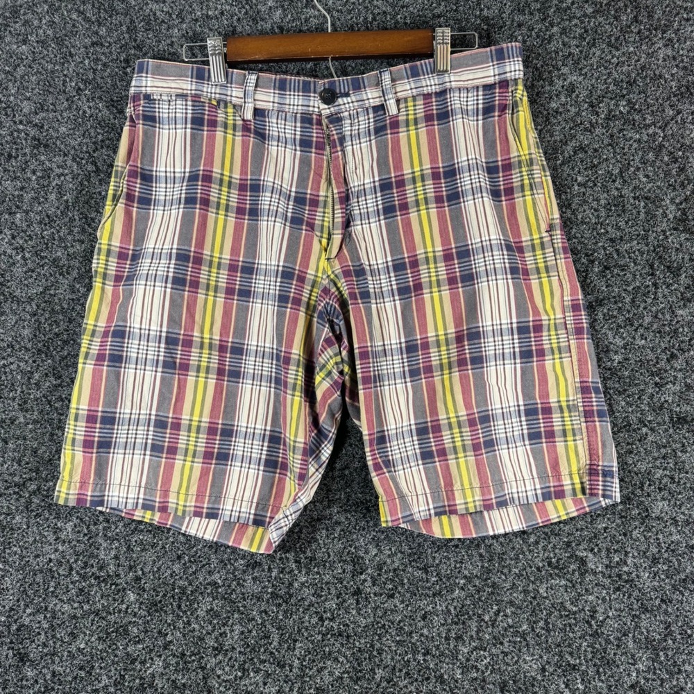 Banana Republic Mens Plaid Cotton Shorts Size 34 Multi Color Check RN 54023
